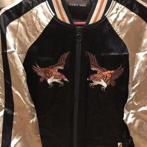 Zara Man Embroidered Eagle Bomber Jacket